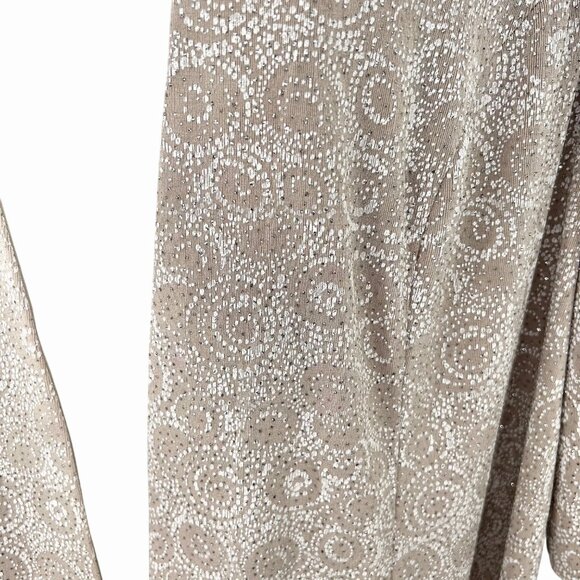 ALEX EVENINGS METALLIC RAISED SWIRL PRINT BEIGE & WHITE OPEN FRONT JACKET 22W - Picture 2 of 7